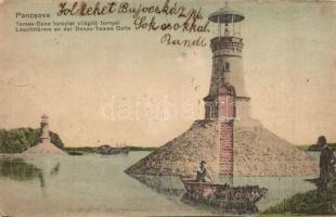 Pancsova, Pancevo; Temes-Duna torkolata, világítótorony / river, Lighthouse (EK)