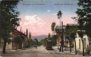 Knyazhevo, Kniajevo, Kniajewo; street view with tram (fl)