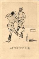 1918 Wengerka. Békekarikatúrák / Friedenskarikaturen / WWI Polish-Hungarian bounce dance, peace caricatures, soldiers dancing s: Brossek O. (EK)