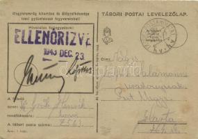 1943-44 Boldog Újévet! Tábori postai levelezőlap / WWII Hungarian military field post, New Year greetings (EK)