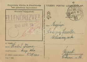 1943 Kellemes Ünnepeket! Tábori postai levelezőlap / WWII Hungarian military field post, Easter gree...