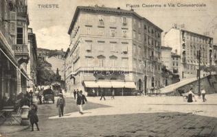 Trieste, Piazza Caserma e Via Commerciale / barrack square, street view, tram