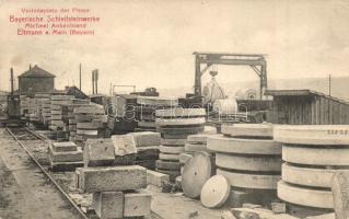 Eltmann a. Main, Bayerische Schleifsteinwerke Michael Ankenbrand, Verladeplatz der Firma / Bavarian grinding stoneworks, Loading area of the company, factory (EK)