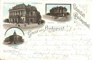 1894 (Vorläufer!) Budapest, Operaház, Nemzeti színház, Népszínház. Art Nouveau, litho (EK)