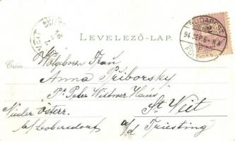 1894 (Vorläufer!) Budapest, Gellérthegy, Margit-fürdő, Buda. Art Nouveau, floral, litho (apró szakad...