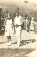 Kassa, Kosice; teniszezők a teniszpályán / tennis players, tennis court. Ritter Nándor photo (vágott / cut)