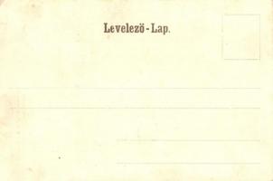 Budapest XII. Kirándulás a Jánoshegyre. Repülő esernyős úriember montázslap / flying gentleman with ...