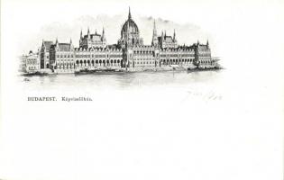Budapest V. Országház, Parlament - 3 db régi városképes lap, az egyik 1898-ból / 3 pre-1945 town-vie...
