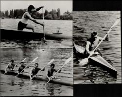 3 db modern evezés motívumlap: kajak négyes, kenu egyes, kajak egyes / 3 modern rowing motive cards: men&#039;s four kayak, men&#039;s single canoe, kayak single