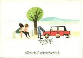 4 db modern humoros motívumlap / 4 modern Hungarian humorous motive cards