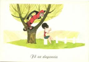 4 db modern humoros motívumlap / 4 modern Hungarian humorous motive cards