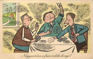 4 db modern humoros motívumlap / 4 modern Hungarian humorous motive cards