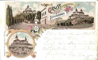 1898 Fraknó, Forchtenstein; vár. Samuel Schön kiadása / castle / Schloss. Art Nouveau, floral, litho (EK)