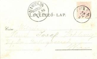 1898 Fraknó, Forchtenstein; vár. Samuel Schön kiadása / castle / Schloss. Art Nouveau, floral, litho...