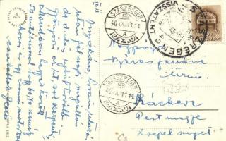 Szászrégen, Reghin; Vasútállomás / railway station + 1940 Szászrégen visszatért So. Stpl. (felületi ...