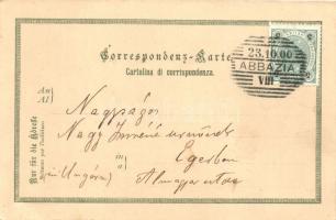 Abbazia, Promenade, Hotel Quarnero. Art Nouveau couple, litho