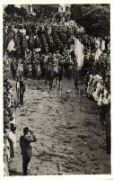 1938 Komárom, Komárno; bevonulás katonai zenekarral / entry of the Hungarian troops, military music band, So. Stpl