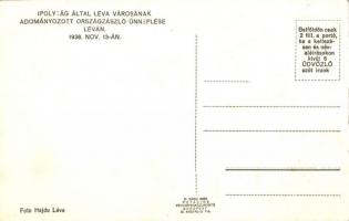 1938 Léva, Levice; Ipolyság által Léva városának adományozott országzászló ünneplése, bevonulás / fl...