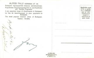 Budapest XIV. Alpesi falu vendéglő, Népviseletbe öltözött lányok csoportképe. Hermina út 59