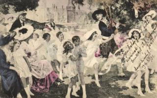 11 db régi motívumlap vegyes témában: katonai, hölgyek, művészlapok, folklór. vegyes minőség / 11 pr...