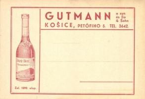 Gutmann és fia Tokaji 5 Puttonyos Aszú reklámlap Kassáról / Hungarian wine advertisement from Kosice (fl)