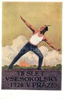 1926 VIII. Slet Vsesokolsky v Praze / 8th Sokol meeting in Prague. advertisement card s: Simunka (EK)