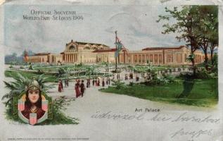 1904 Saint Louis, St. Louis; Worlds Fair, Art Palace. Samuel Cupples silver litho art postcard s: H. Wunderlieb (EK)