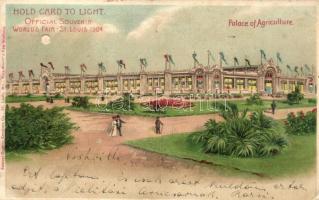1904 Saint Louis, St. Louis; Worlds Fair, Palace of Agriculture. Samuel Cupples hold to light litho art postcard (EK)