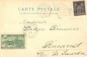 1900 Paris, Exposition Universelle, Le Vieux Paris, La Bouquetiere. Advertisement litho art postcard...