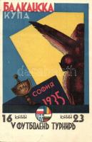 1935 Balkán Labdarúgó Bajnokság reklámlapja a bajnokság bélyegeivel a hátoldalon / 1935 Balkan Cup Football Champion advertisement card. So. Stpl stamps on the backside (EK)