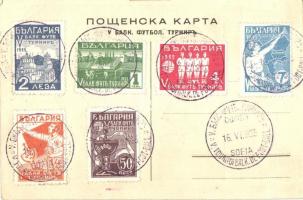 1935 Balkán Labdarúgó Bajnokság reklámlapja a bajnokság bélyegeivel a hátoldalon / 1935 Balkan Cup F...