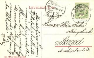 Lugos, Lugoj; Izabella tér, piac árusokkal, sörcsarnok, üzletek. Nemes Kálmán kiadása / square, mark...