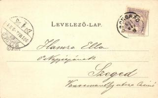 Csongrád, Belvárosi templom, Homoki kápolna, Kossuth szobor. Szilber János kiadása. Art Nouveau