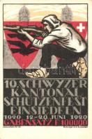 1920 Einssiedeln 19. Schwyzer Kantonal Schützenfest / 19th Swiss Cantonal shooting festival advertisement card s: Meinrad Zehnder
