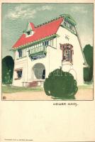 1901 Ausstellung Darmstadt. Keller Haus. Kunstanstalt Lautz & Isenbeck. Wiener Werkstätte style art postcard s: Josef Maria Olbrich (EK)