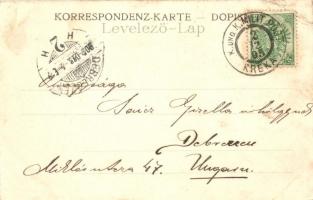 Dolnja Tuzla, street view with mosque. Art Nouveau J. Schnürmacher  (EK)