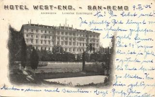 San Remo, Sanremo; Hotel Westend advertisement card (EK)