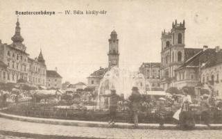 Besztercebánya, Banska Bystrica; IV. Béla király tér, templom / square, fountain, church (EK)