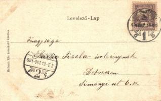 Marosvásárhely, Targu Mures; Kossuth Lajos utca, floral Art Nouveau litho keretben. Holbach Ede kiad...