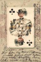 Francia kártya, treff. / Clovers card from French playing cards. Ferd. Piatnik & Söhne Art Nouveau, litho (EK)