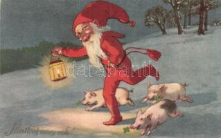 Stastlivy novy rok! / Törpe Mikulás / Dwarf Santa Claus, greetin card. L&P 866/II
