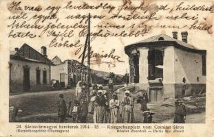 Zboró, Zborov; romos utcakép és leégett épületek a csaták után. 24. Sárosvármegyei harcterek 1914-15. / Kriegschauplatz vom Comitat Sáros / WWI street view after the battles, demolished buildings, ruins (Rb)