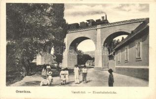 Oravica, Oravita; Vasúti híd gőzmozdonnyal / railway bridge with locomotive / Eisenbahnbrücke (EK)