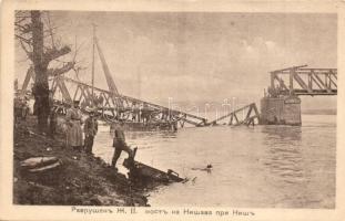 WWI destroyed Serbian railway bridge over the Nisava river in Nis
