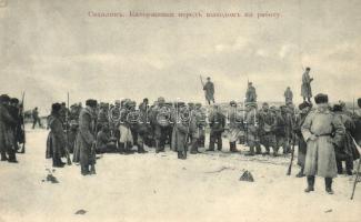 Sakhalin, convicts (prisoners of war) before leaving for work