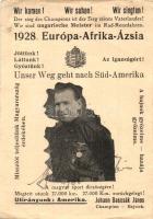 1928 Johann Bascsák János, magyar bajnok kerékpárversenyző. Hátoldalon Megemlékezés jeléül Petőházai cukorgyár mellett lévő kis kocsmában járt felirattal és aláírással / Hungarian cyclist champion, message and signature on the backside (kis szakadás / small tear)