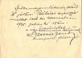 1928 Johann Bascsák János, magyar bajnok kerékpárversenyző. Hátoldalon "Megemlékezés jeléül Pet...
