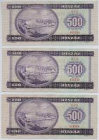 1957. 100Ft + 1992. 100Ft + 1975. 500Ft (3x) sorszámkövetők T:II,III szép papír