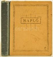 1943-1944 Kézzel írt napló, benne a világháború budapesti eseményeiről tudósító személyes hangvételű történetek, félvászon kötésben, 20,5x17 cm