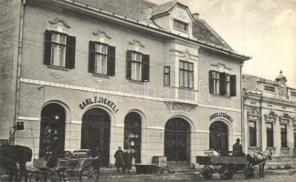 Gyulafehérvár, Karlsburg, Alba Iulia; Jickeli F. Károly üzlete és újévi köszöntője a hátoldalon / shop, New Year greeting on the backside